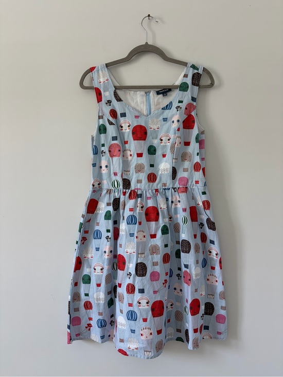Modcloth Dresses & Skirts - ModCloth x Fevour Handle with Care Light Blue Hot Air Balloon Whimsical Dress L